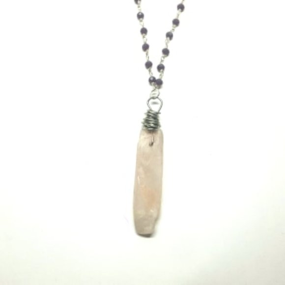 CrystallizingDreams Jewelry - Clear Quartz Purple Rosary Crystal Necklace